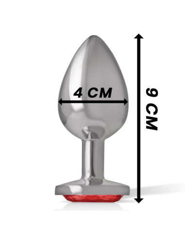 INTENSE - ALUMINUM METAL ANAL PLUG WITH RED CRYSTAL SIZE L
