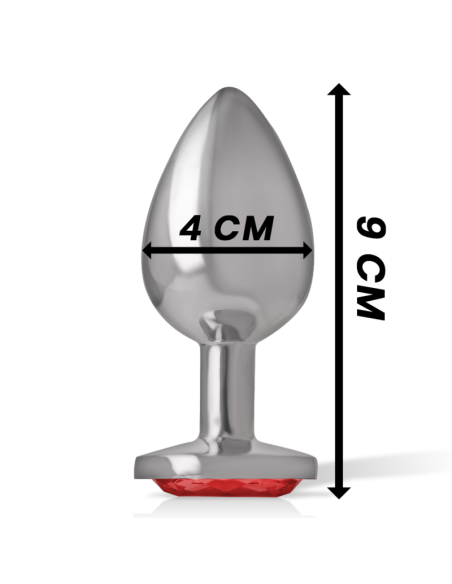 INTENSE - ALUMINUM METAL ANAL PLUG WITH RED CRYSTAL SIZE L