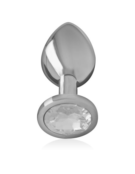 INTENSE - ALUMINUM METAL ANAL PLUG WITH SILVER CRYSTAL SIZE L