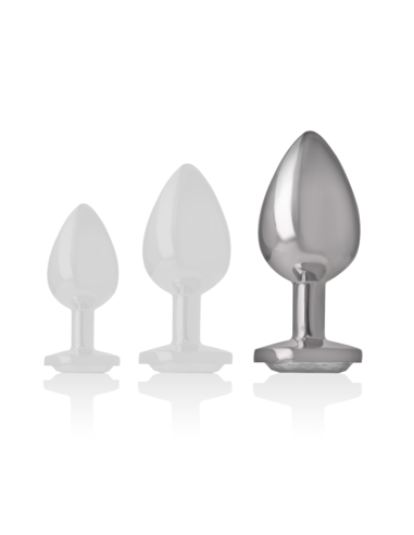 INTENSE - ALUMINUM METAL ANAL PLUG WITH SILVER CRYSTAL SIZE L