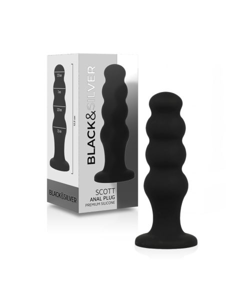 BLACKandSILVER - SCOTT PREMIUM SILICONE ANAL PLUG BLACK