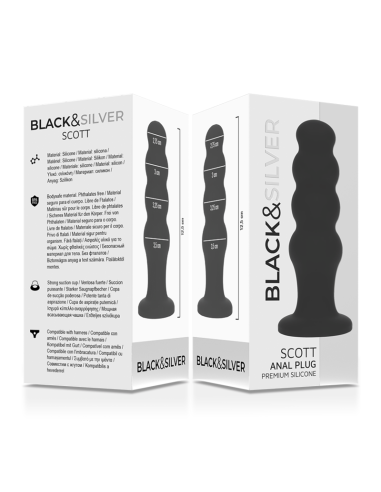 BLACKandSILVER - SCOTT PREMIUM SILICONE ANAL PLUG BLACK