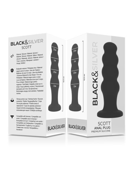 BLACKandSILVER - SCOTT PREMIUM SILICONE ANAL PLUG BLACK