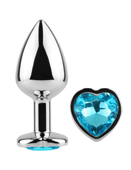 SECRETPLAY - METAL BUTT PLUG BLUE HEART SMALL SIZE 7 CM
