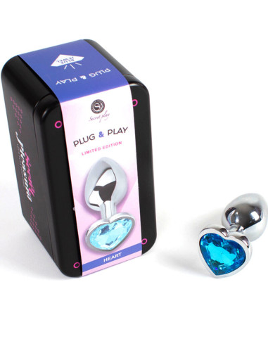 SECRETPLAY - METAL BUTT PLUG BLUE HEART SMALL SIZE 7 CM