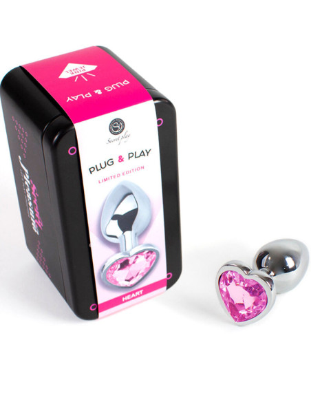 SECRETPLAY - METAL BUTT PLUG FUCHSIA HEART SMALL SIZE 7 CM