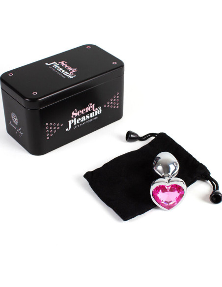 SECRETPLAY - METAL BUTT PLUG FUCHSIA HEART SMALL SIZE 7 CM