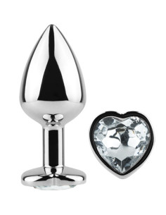 SECRETPLAY - METAL BUTT PLUG CLEAR CRYSTAL HEART SMALL SIZE 7 CM