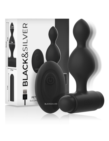 BLACKandSILVER - TUCKER SMALL SILICONE ANAL PLUG REMOTE CONTROL