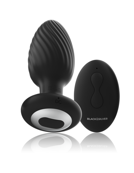 BLACKandSILVER - WELLS PLUG SILICONE ANAL ROTATOR REMOTE CONTROL