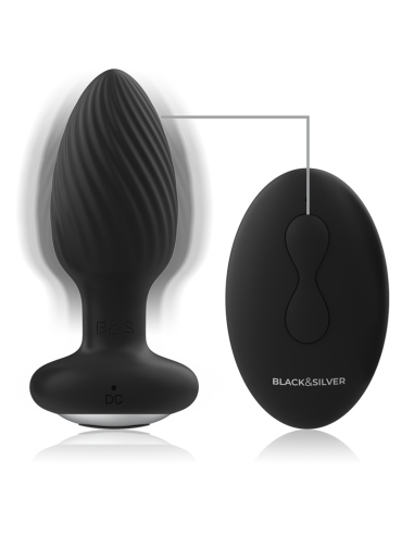 BLACKandSILVER - WELLS PLUG SILICONE ANAL ROTATOR REMOTE CONTROL