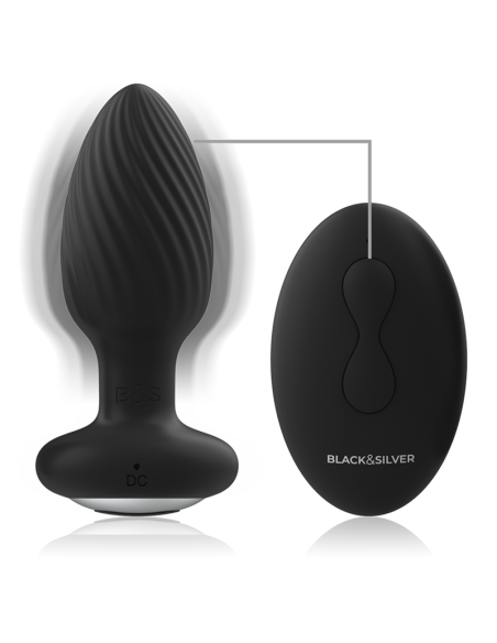 BLACKandSILVER - WELLS PLUG SILICONE ANAL ROTATOR REMOTE CONTROL