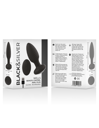 BLACKandSILVER - WELLS PLUG SILICONE ANAL ROTATOR REMOTE CONTROL