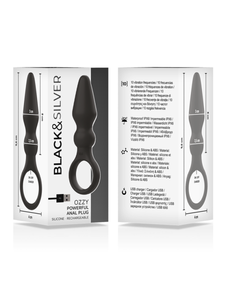 BLACKandSILVER - OZZY POWERFUL SILICONE ANAL PLUG