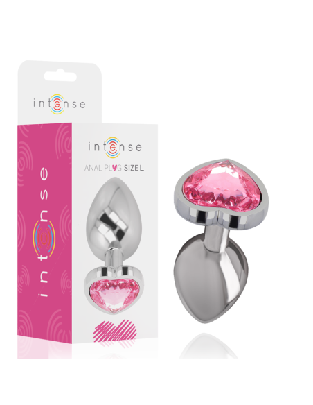 INTENSE - ALUMINUM METAL ANAL PLUG PINK HEART SIZE L