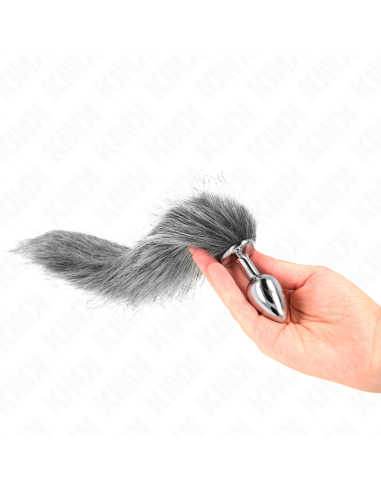 KINK - ANAL PLUG SIZE S 7 X 3 CM WITH SYNTHETIC TAIL 40 CM GREY