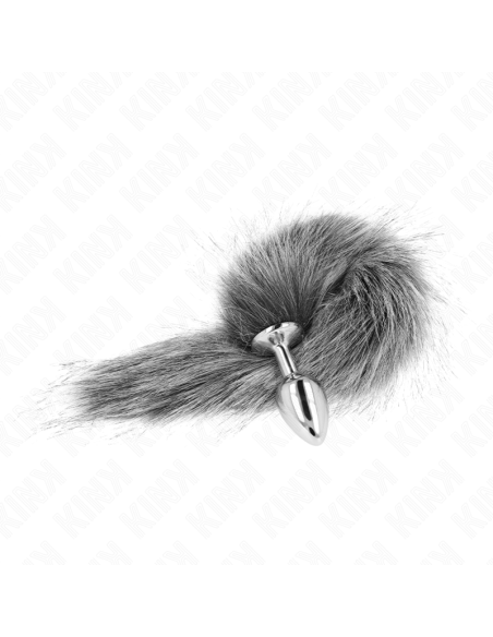 KINK - analinis kaištis, S dydis, 7 x 3 cm, su sintetine uodegėle, 40 cm, pilkas