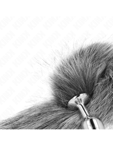 KINK - analinis kaištis, S dydis, 7 x 3 cm, su sintetine uodegėle, 40 cm, pilkas