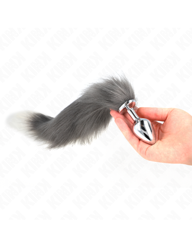 KINK - ANAL PLUG SIZE M 8 X 3.5 CM WITH SYNTHETIC TAIL 40 CM GREY AND WHITE