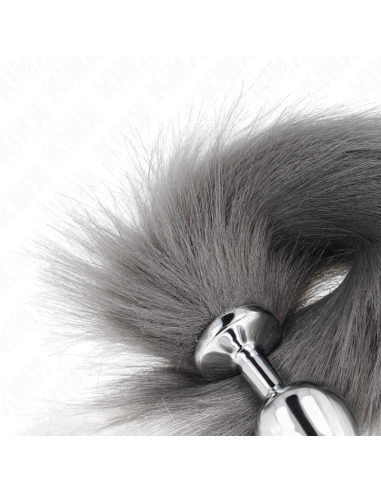 KINK - ANAL PLUG SIZE M 8 X 3.5 CM WITH SYNTHETIC TAIL 40 CM GREY AND WHITE