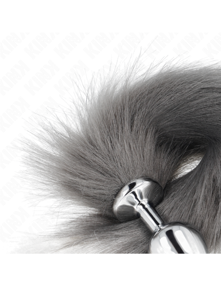 KINK - ANAL PLUG SIZE M 8 X 3.5 CM WITH SYNTHETIC TAIL 40 CM GREY AND WHITE