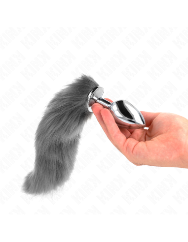 KINK - ANAL PLUG SIZE L 10 X 4 CM WITH SYNTHETIC TAIL 40 CM GREY AND WHITE