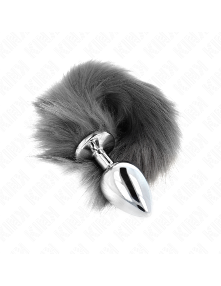 KINK - ANAL PLUG SIZE L 10 X 4 CM WITH SYNTHETIC TAIL 40 CM GREY AND WHITE