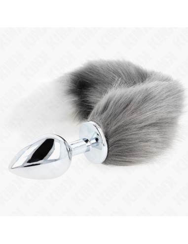 KINK - ANAL PLUG SIZE L 10 X 4 CM WITH SYNTHETIC TAIL 40 CM GREY AND WHITE