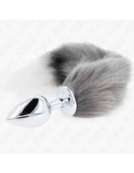 KINK - ANAL PLUG SIZE L 10 X 4 CM WITH SYNTHETIC TAIL 40 CM GREY AND WHITE