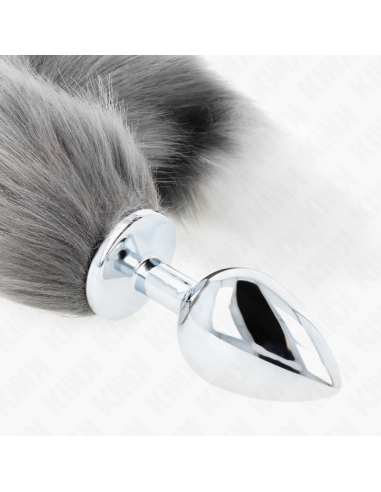 KINK - ANAL PLUG SIZE L 10 X 4 CM WITH SYNTHETIC TAIL 40 CM GREY AND WHITE