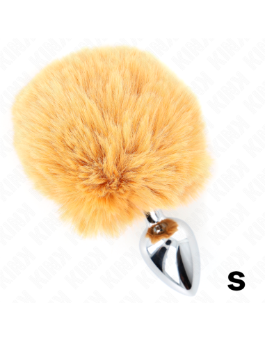KINK - STAINLESS STEEL PLUG 7 x 3 CM WITH BEIGE FAUX FUR RABBIT TAIL 8 CM