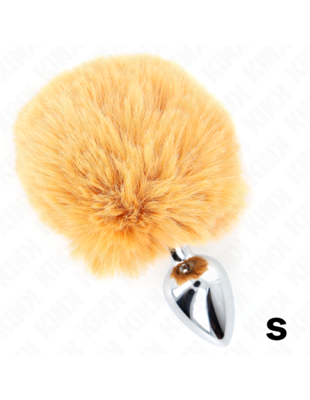 KINK - STAINLESS STEEL PLUG 7 x 3 CM WITH BEIGE FAUX FUR RABBIT TAIL 8 CM