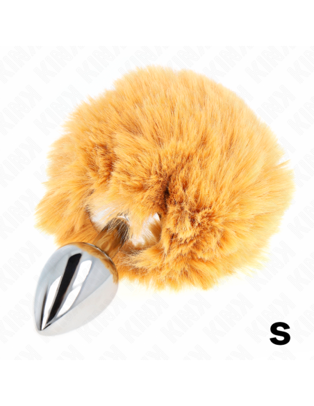 KINK - STAINLESS STEEL PLUG 7 x 3 CM WITH BEIGE FAUX FUR RABBIT TAIL 8 CM