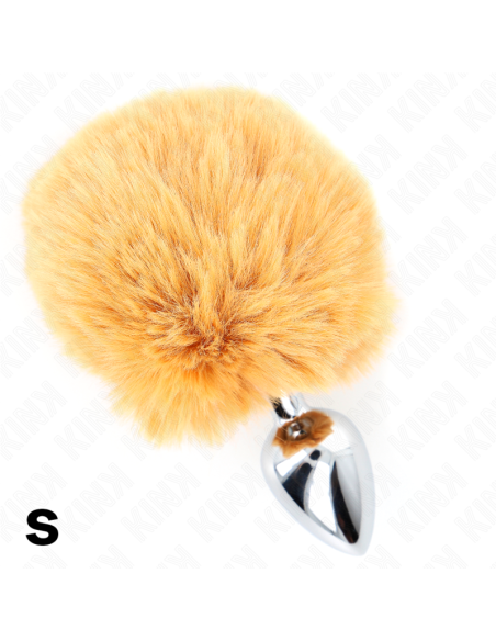 KINK - STAINLESS STEEL PLUG 7 x 3 CM WITH BEIGE FAUX FUR RABBIT TAIL 8 CM