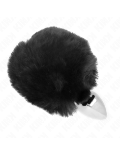 KINK - STAINLESS STEEL PLUG 7 x 3 CM WITH BLACK FAUX FUR RABBIT TAIL 8 CM 2