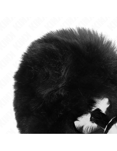 KINK - STAINLESS STEEL PLUG 7 x 3 CM WITH BLACK FAUX FUR RABBIT TAIL 8 CM