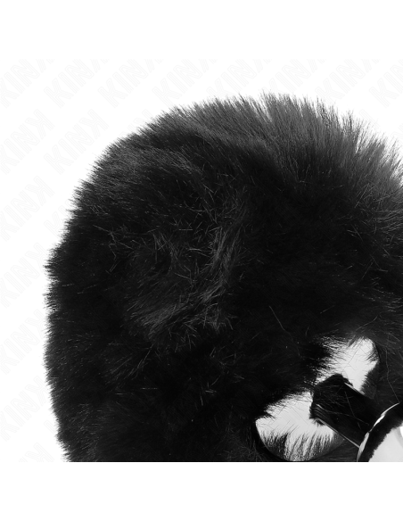 KINK - STAINLESS STEEL PLUG 7 x 3 CM WITH BLACK FAUX FUR RABBIT TAIL 8 CM
