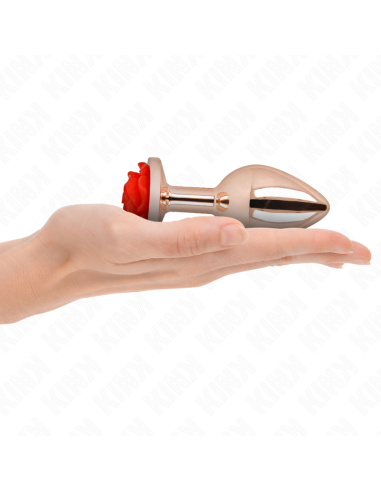 KINK - PINK GOLD ANAL PLUG WITH RED ROSE L
