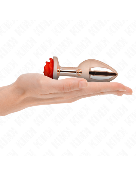 KINK - PINK GOLD ANAL PLUG WITH RED ROSE L