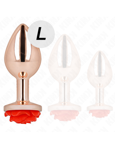 KINK - PINK GOLD ANAL PLUG WITH RED ROSE L