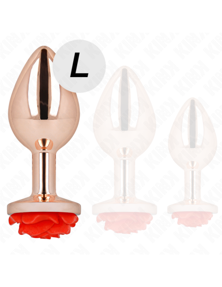 KINK - PINK GOLD ANAL PLUG WITH RED ROSE L