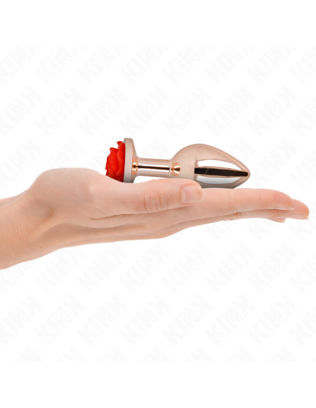 KINK - PINK GOLD ANAL PLUG WITH RED ROSE M