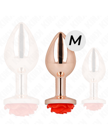 KINK - PINK GOLD ANAL PLUG WITH RED ROSE M