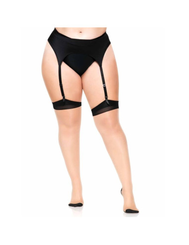 LEG AVENUE - PLUS LYCRA SHEER 2 TONE THIGH HIGH WITH BACKSEAM AND CUBAN HEEL