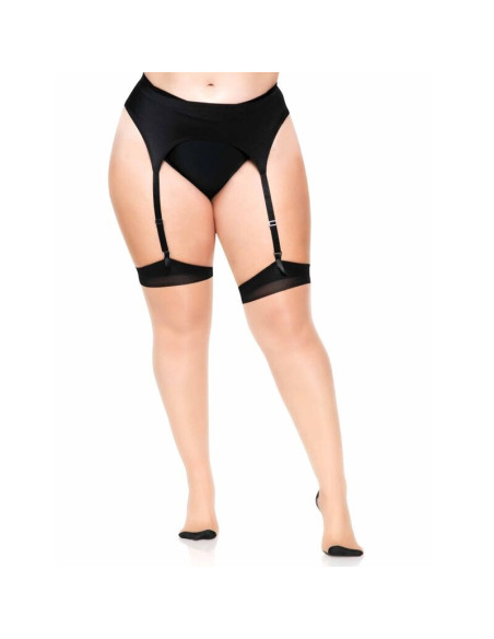 LEG AVENUE - PLUS LYCRA SHEER 2 TONE THIGH HIGH WITH BACKSEAM AND CUBAN HEEL