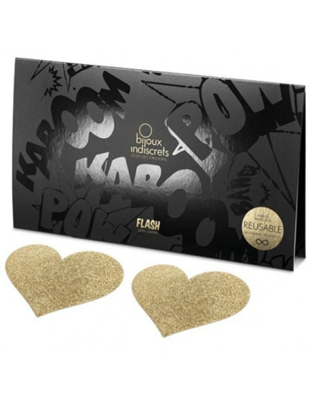 BIJOUX - INDISCRETS FLASH GOLDEN HEART NIPPLE COVERS