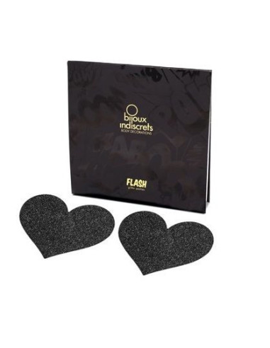BIJOUX - INDISCRETS FLASH BLACK HEART NIPPLE CUTS