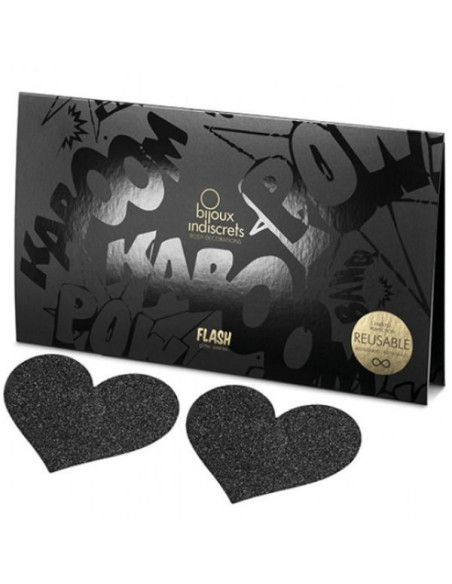 BIJOUX - INDISCRETS FLASH BLACK HEART NIPPLE CUTS