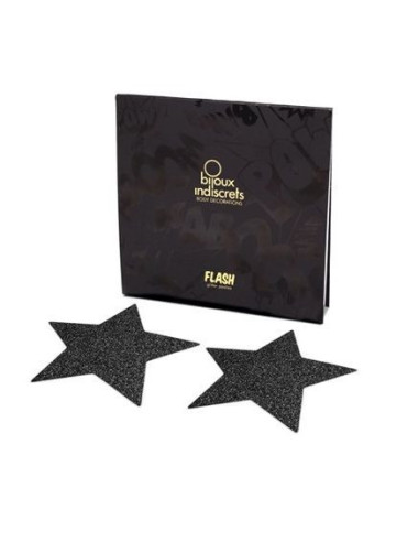 BIJOUX - INDISCRETS FLASH BLACK STAR NIPPLE CAPS
