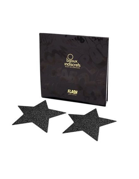 BIJOUX - INDISCRETS FLASH BLACK STAR NIPPLE CAPS